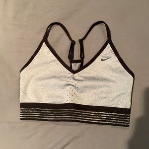 Womens Nike Grey and Black Razor Back Sports Bra with Sheer Band